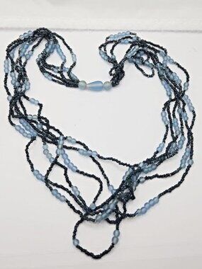 6 strand beaded tiered necklace, 30 inch